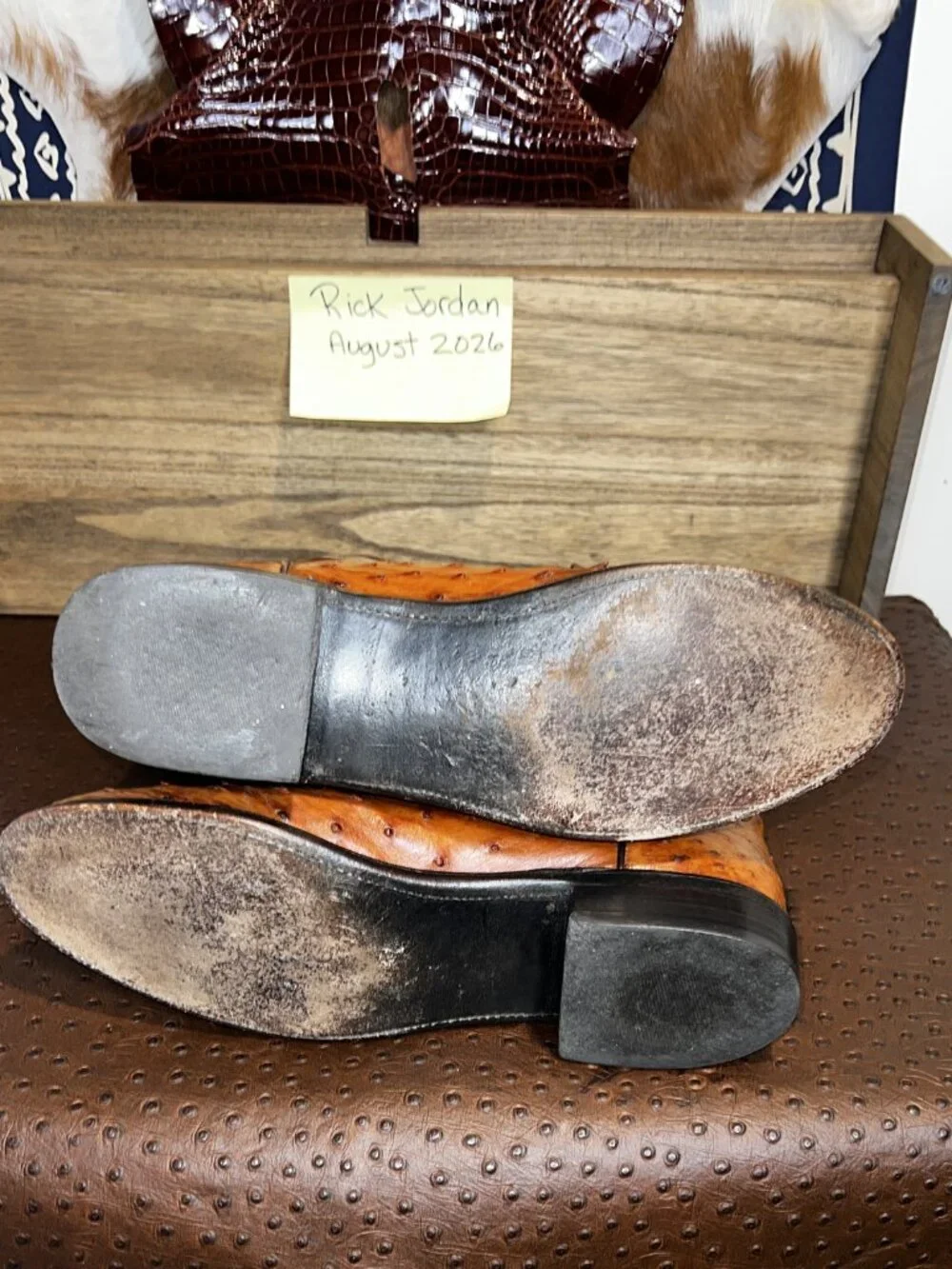 Lucchese 2000 Cognac Full Quill Ostrich Roper Cowboy Boots in men's Size 12B/11D